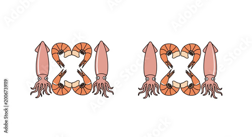 Fotografie Detailed illustration of two lobsters connected.