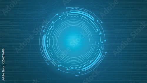 Futuristic HUD Circular Interface Tech Background Blue