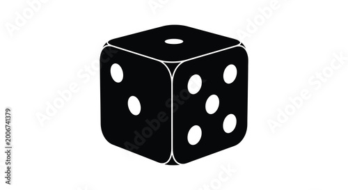 Fotografía Black die with five dots on a white background isolated silhouette high quality