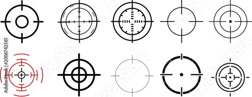 Bild auf Leinwand Collection black white target crosshair icons, goals accuracy focus selection, t