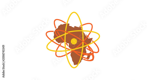Εκτύπωση καμβά Brown Atom Structure with Yellow Center.