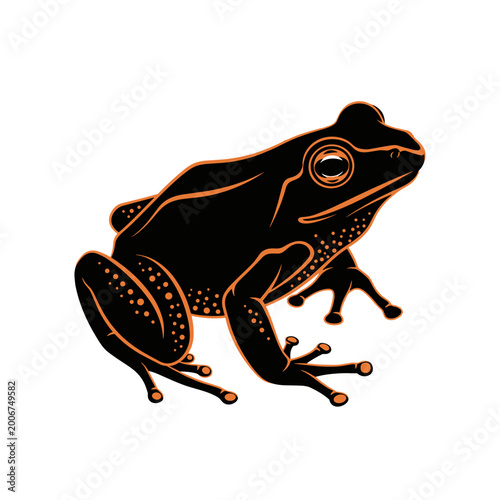 Frog Silhouette Black‑Orange – Concept of Nature and Wildlife