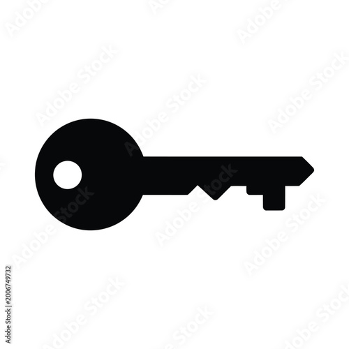 A large black key is shown on a plain white background