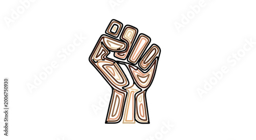 Foto Raised Fist in Angry Cartoon Style.