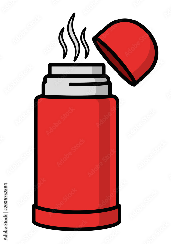 Obraz premium Red Thermos Flat Icon