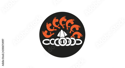 Картината върху платно Flaming tent logo with chains.