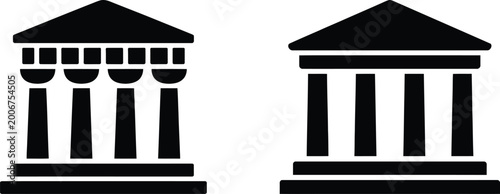 Tableau sur toile Two classic greek temple architecture illustrations side by side