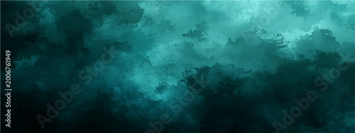 Bilde på lerret Vector Turbulent teal cloudscape depicting atmospheric ethereal elements, conveying serenity and tranquility