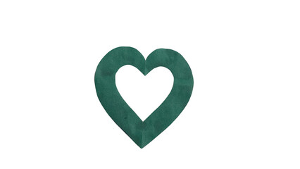 Minimalist green heart outline icon with inner border isolated on transparent background