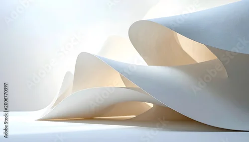 Obraz Abstract architectural forms with soft lighting and flowing lines.