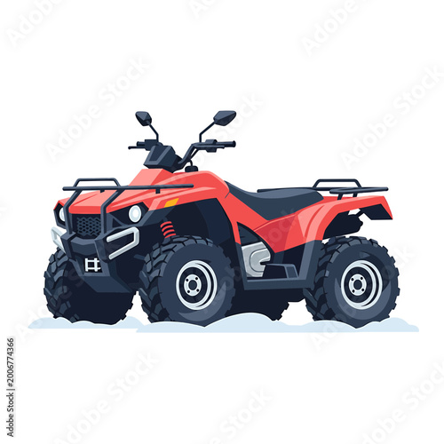 Red off-road quad bike vector illustration on white background