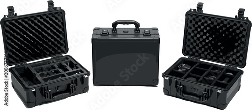 Bild auf Leinwand Protective Case Set with Foam Inserts for Storage, Transport, and Equipment Safe