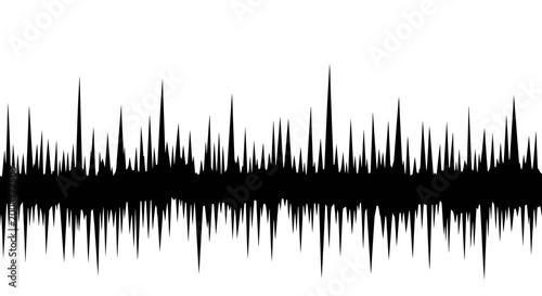 Sound wave pattern on white background black audio signal graphic