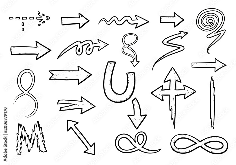 Fototapeta premium Collection of various arrow icons and symbols for design and ui