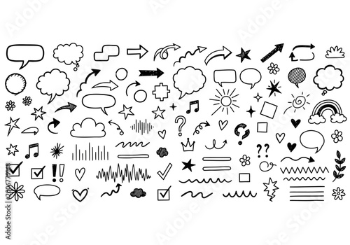 Black and white line icons set for chat, communication, emotions, and reactions, minimalist vector illustrations