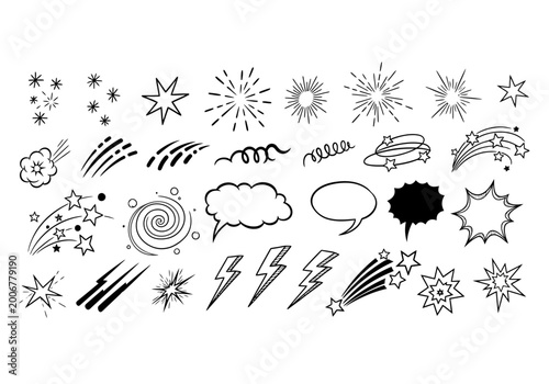 comet, star, explosion, effect, icon set for web and ui design