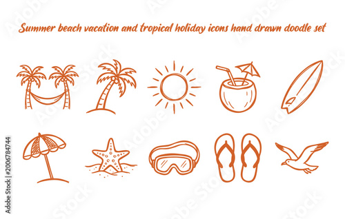 Tableau sur toile Tropical beach vacation and summer holiday relaxation symbols
