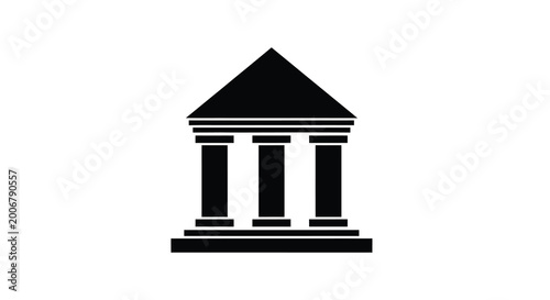 Fotografie Classical building facade with columns simple black silhouette high quality prof
