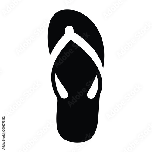 Black flip-flop silhouette on white background sandal