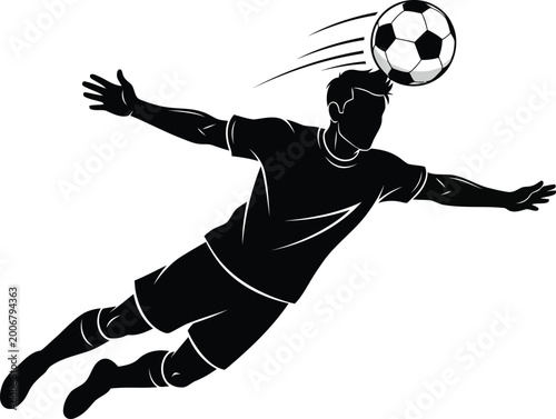 Photos Silhouette of soccer player heading ball in mid air