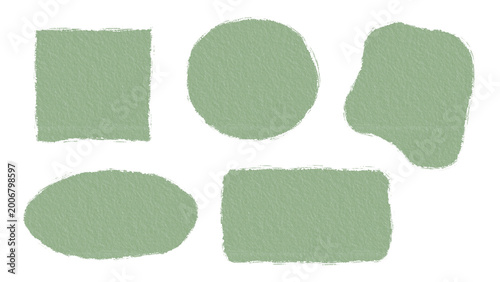Sage Green Watercolor Shapes Set Isolated on White Background, Abstract Circle, Square, Rectangle, Spot with Torn Edges Transparent PNG