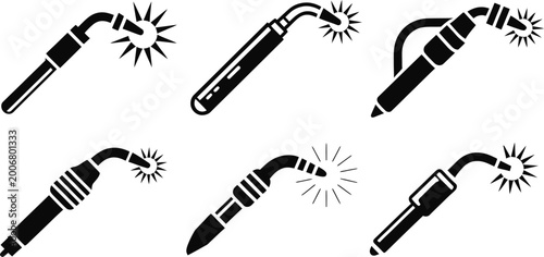 Photos Mig Gas Weld Torch Gun Spark Tool Icon Set Vector