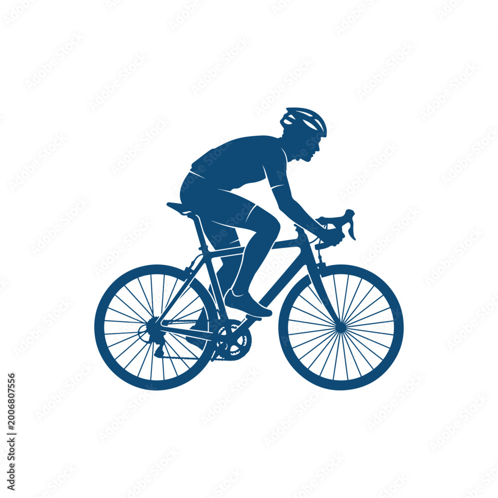 Obraz premium Cyclist silhouette in motion on bicycle with activity transportation outdoors exercise silhouette handlebars