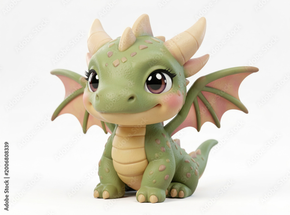 Fototapeta premium A small, colorful dragon sculpture on a white background