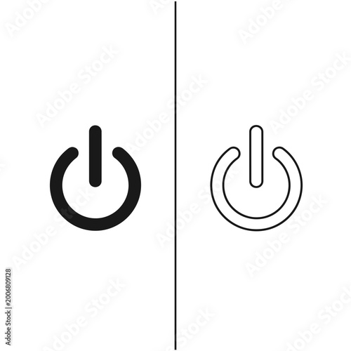 Quadro su tela Power button symbol in solid and outline style for electronic device control wit