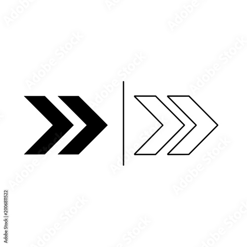 Free Download Double forward arrows icon in solid and outline styles with direction navigation interface pointing progress collection pictogram isolated - GFXLoad