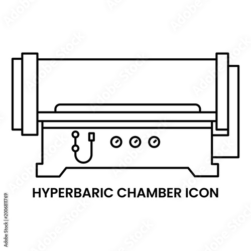 Outline icon of a hyperbaric chamber, symbolizing oxygen therapy, medical treatment equipment, and clinical pressure systems.