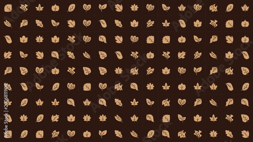 Desert Ember Leaf Icons Grid — Fall Botanical Symbols in Warm Earthy Tones