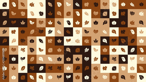 Desert Ember Leaf Icons Grid — Fall Botanical Symbols in Warm Earthy Tones