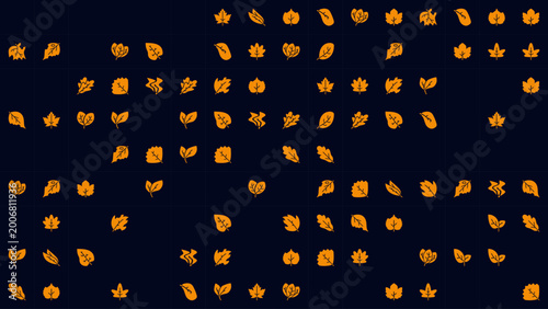 Desert Ember Leaf Icons Grid — Fall Botanical Symbols in Warm Earthy Tones