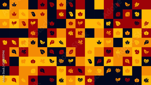 Desert Ember Leaf Icons Grid — Fall Botanical Symbols in Warm Earthy Tones