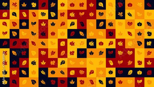 Desert Ember Leaf Icons Grid — Fall Botanical Symbols in Warm Earthy Tones