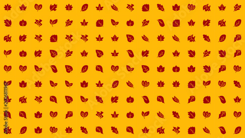Desert Ember Leaf Icons Grid — Fall Botanical Symbols in Warm Earthy Tones