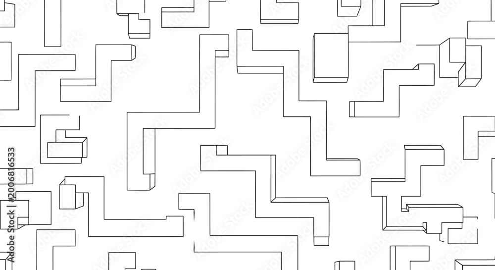 Obraz premium Abstract Geometric Pattern of Black Lines on White Background