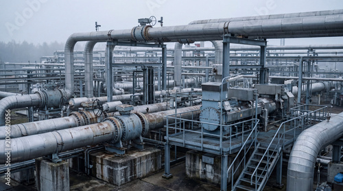 Underground gas storage pipeline network at an industrial enterprise, industrial zone, pipes