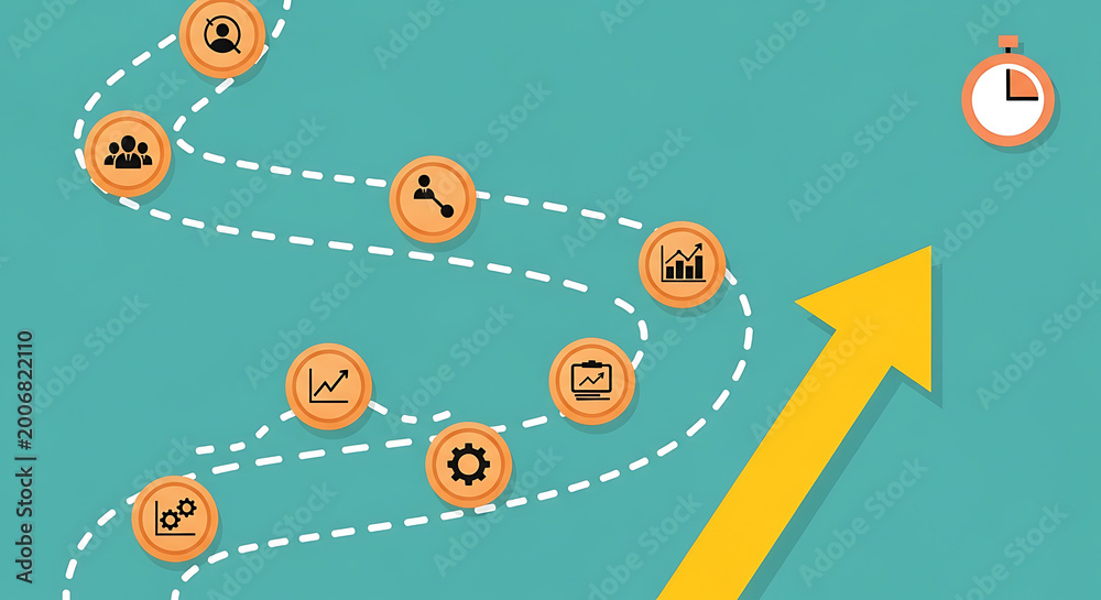 Obraz premium Business process improvement concept with workflow stages and icons
