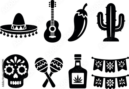 Cinco de Mayo Minimal Vector Icon Set 