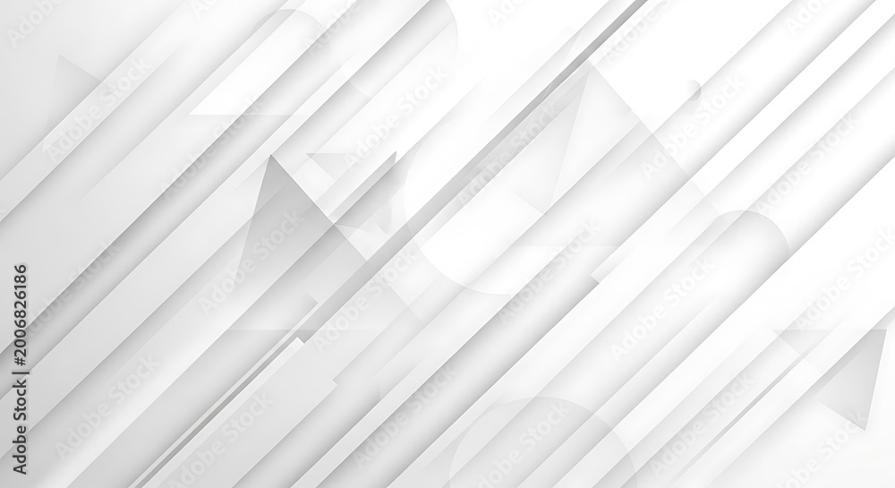 Fototapeta premium Abstract white gray geometric background with diagonal lines and shapes