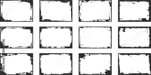 Foto Frame Collection: A collection of various grungy frames, ideal for adding a vintage and weathered feel to your design projects