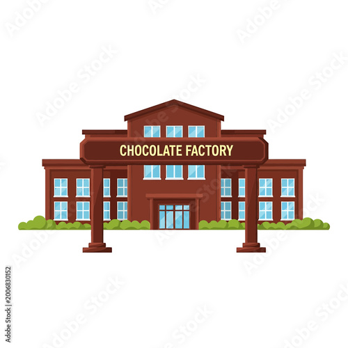 Chocolate factory building exterior vector illustration