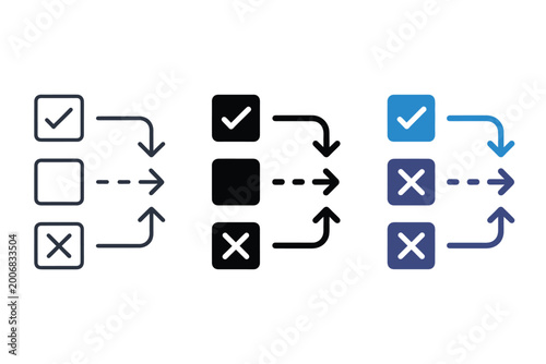 Canvas Print Strategic Business Decision Making Process Workflow Arrow Icon Set for Project M