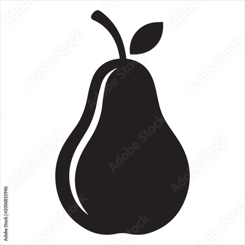 elegant pear silhouette with stem simple vector fruit illustration