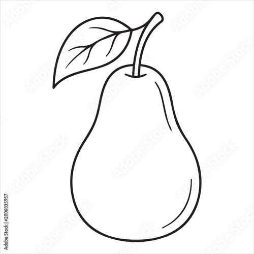elegant pear silhouette with stem simple vector fruit illustration