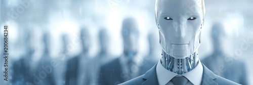 AI robot business executive wearing executive business suit - workforce automation and enterprise artificial intelligence 