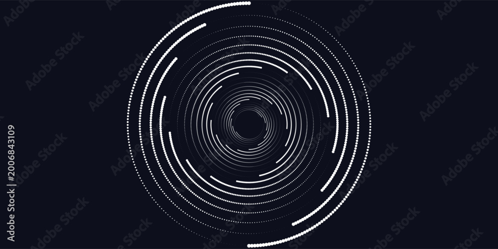 Fototapeta premium Abstract Circular Pattern Vector Background. Round Colorful Arcs Spiral Backdrop. Moving Circles. 3D Tunnel Depth Effect. Vector Illustration. Radial Speed Lines