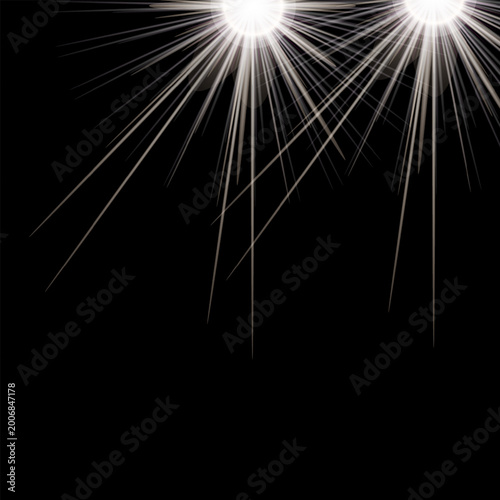 Bright sun rays shining through dark clouds in sky